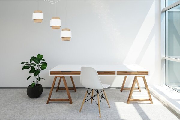 Závěsné svítidlo Boho Spider, 3x jutové/bílé textilní stínítko