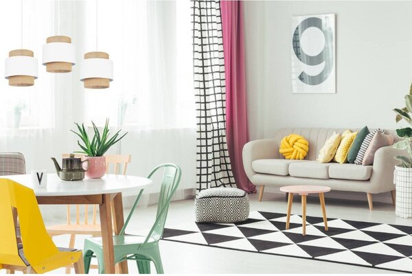 Závěsné svítidlo Boho, 3x jutové/bílé textilní stínítko