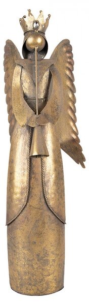 Zlatá antik kovová dekorace anděl Christmas Angel - 20*16*52 cm - Clayre & Eef