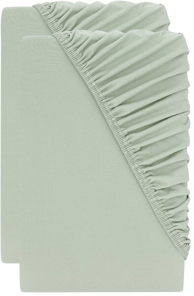 Livarno® Sada žerzejových napínacích prostěradel, 90–100 x 200 cm, 2dílná, zelená (800013804)