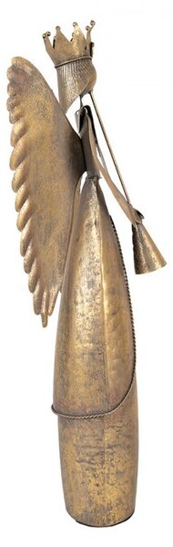 Zlatá antik kovová dekorace anděl Christmas Angel - 20*16*52 cm - Clayre & Eef