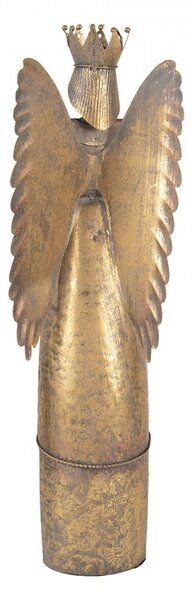 Zlatá antik kovová dekorace anděl Christmas Angel - 20*16*52 cm - Clayre & Eef