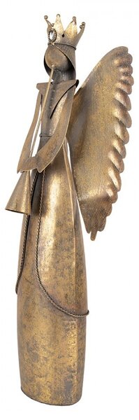 Zlatá antik kovová dekorace anděl Christmas Angel - 20*16*52 cm - Clayre & Eef