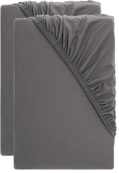 Livarno® Sada žerzejových napínacích prostěradel, 90–100 x 200 cm, 2dílná, šedá (800013812)