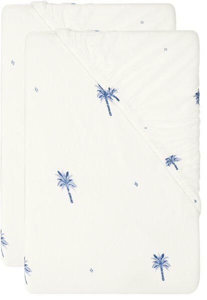 Livarno® Sada žerzejových napínacích prostěradel, 90–100 x 200 cm, 2dílná, palmy (800013823)