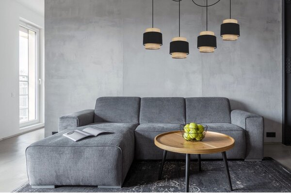 Závěsné svítidlo Boho Spider, 4x jutové/černé textilní stínítko