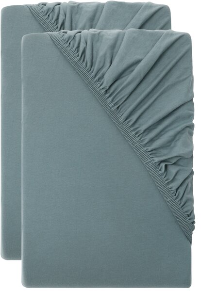 Livarno® Sada žerzejových napínacích prostěradel, 90–100 x 200 cm, 2dílná, tmavě zelená (800013811)