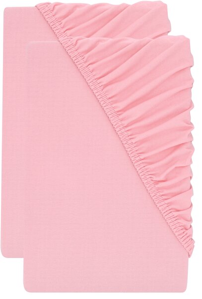 Livarno® Sada žerzejových napínacích prostěradel, 90–100 x 200 cm, 2dílná, světle růžová (800013803)