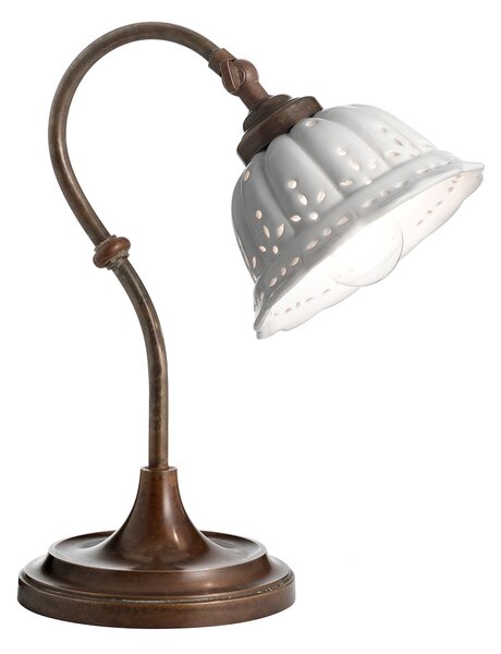 Il Fanale 061.52.OC Anita, rustikální stolní lampička z antické mosazi a keramiky, 1x10W LED E14, výška 30cm