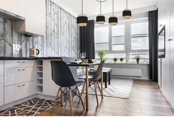 Závěsné svítidlo Boho Spider, 4x jutové/černé textilní stínítko
