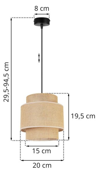 Závěsné svítidlo Boho, 1x jutové stínítko, (výběr ze 2 barev konstrukce)