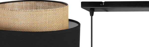Závěsné svítidlo Boho, 2x jutové/černé textilní stínítko