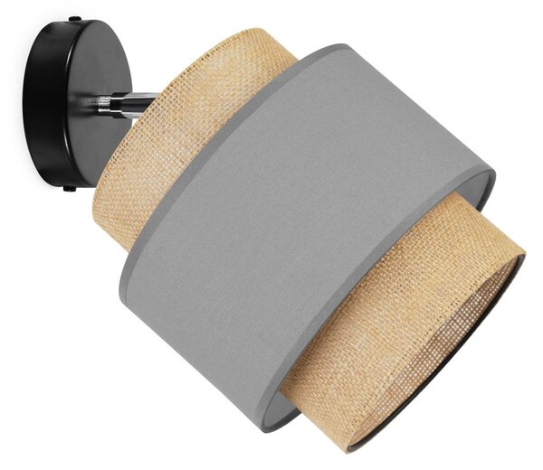 Bodové svítidlo Boho, 1x jutové/šedé textilní stínítko, (možnost polohování)