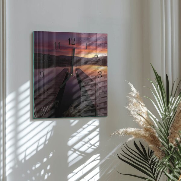 Skleněné hodiny na stěnu Západ slunce zskc-30x30-00177977