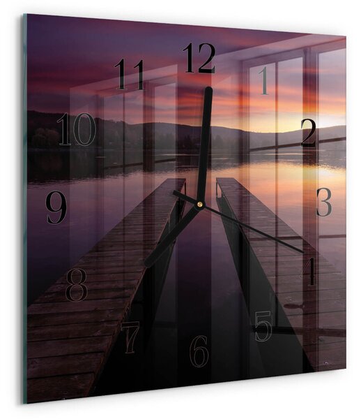 Skleněné hodiny na stěnu Západ slunce zskc-30x30-00177977