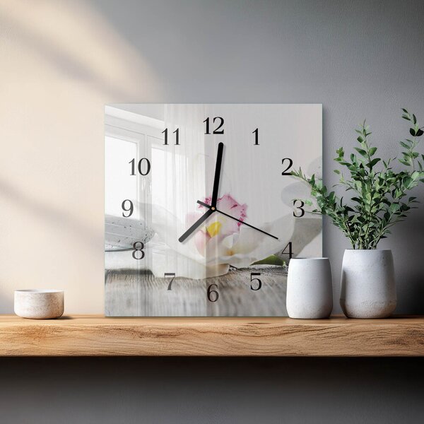 Skleněné hodiny na stěnu Orchidej zskc-30x30-00181035