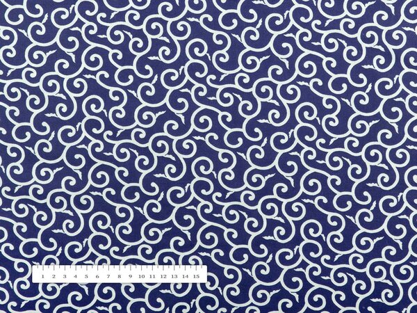 Biante Dětský bavlněný závěs Sandra SA-257 Ornamenty na tmavě modrém 130x140 cm