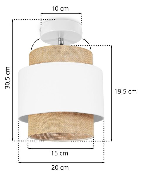 Bodové svítidlo Boho, 1x jutové/bílé textilní stínítko, (možnost polohování)