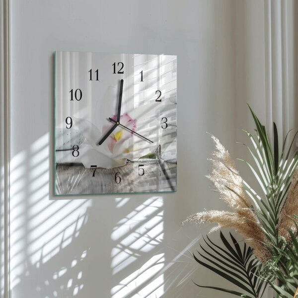 Skleněné hodiny na stěnu Orchidej zskc-30x30-00181035