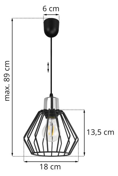 Závěsné svítidlo Nuvola 4, 1x černé drátěné stínítko, lp, ch