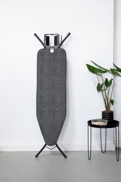 Brabantia žehlicí prkno B, 124x38cm,odkládací plocha pro žehličky, černý rám 22mm, Denim Black
