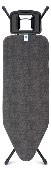 Brabantia žehlicí prkno C, 124x45cm, pevná odkládací plocha pro žehličky, černý rám 25mm, Denim Black