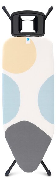 Brabantia žehlicí prkno C, 124x45cm, pevná odkládací plocha pro žehličky, černý rám 25mm, Spring Bubbles