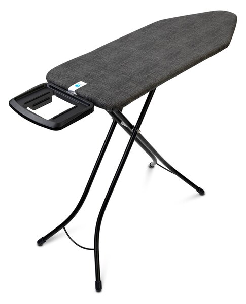 Brabantia žehlicí prkno C, 124x45cm, pevná odkládací plocha pro žehličky, černý rám 25mm, Denim Black