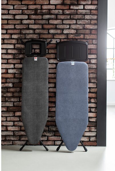 Brabantia žehlicí prkno C,124x45cm, pevný držák pro parní jednotku, černý rám, 25mm, Denim Blue