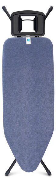 Brabantia žehlicí prkno C, 124x45cm, pevná odkládací plocha pro žehličky, černý rám 25mm, Denim Blue
