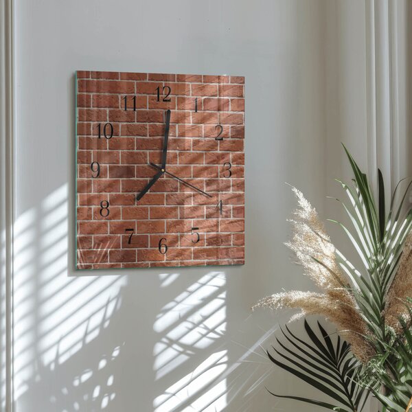 Skleněné hodiny na stěnu Cihlová zeď zskc-30x30-00184436