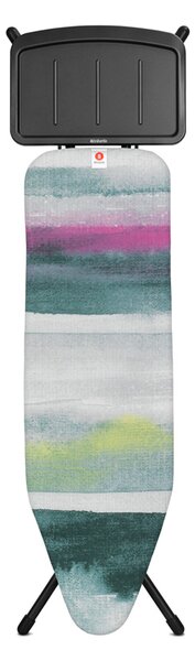 Brabantia žehlicí prkno B,124x38cm, pevný držák pro parní jednotku, černý rám 25mm, Morning Breeze