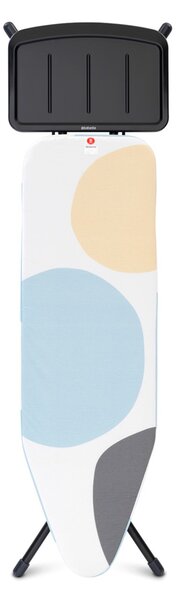 Brabantia žehlicí prkno B,124x38cm,pevný držák pro parní jednotku,černý rám 25mm, PerfectFlow, Spring Bubbles