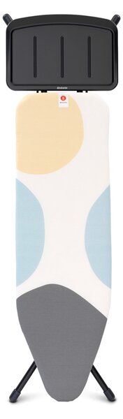 Brabantia žehlicí prkno B,124x38cm, pevný držák pro parní jednotku, černý rám 25mm, Spring Bubbles
