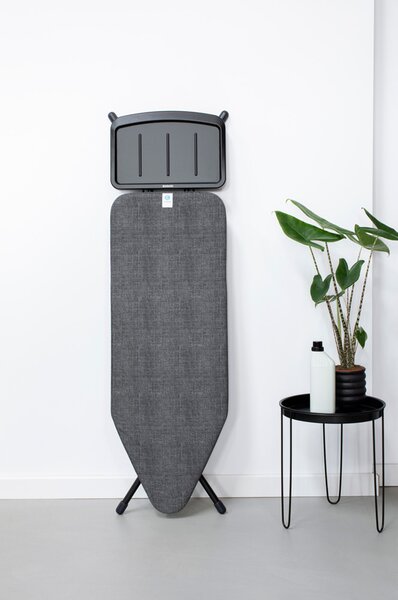 Brabantia žehlicí prkno C,124x45cm, pevný držák pro parní jednotku, černý rám, 25mm, Denim Black