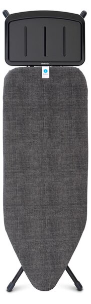 Brabantia žehlicí prkno C,124x45cm, pevný držák pro parní jednotku, černý rám, 25mm, Denim Black