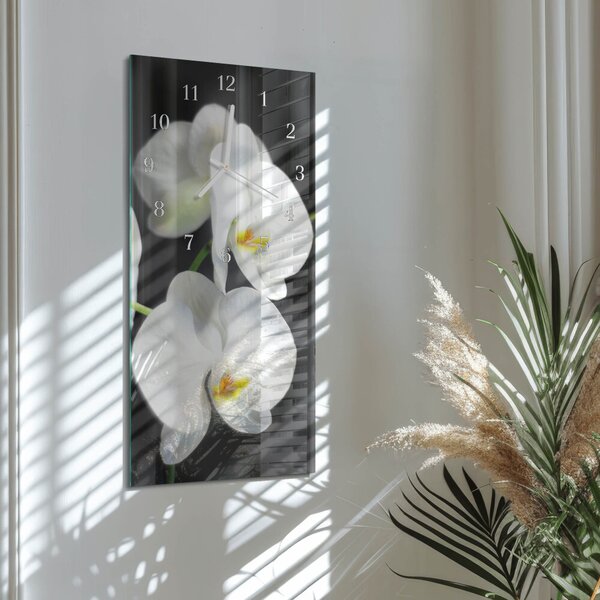 Skleněné hodiny vertikální Orchidej zsppb-30x60-00079101