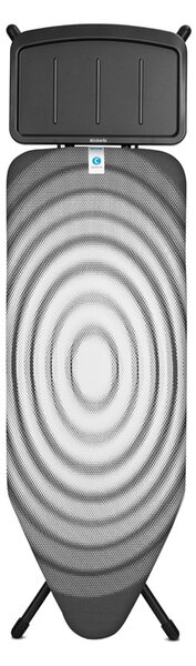 Brabantia žehlicí prkno C 124x45cm, pevný držák pro parní jednotku, černý rám 25mm, Titan Oval