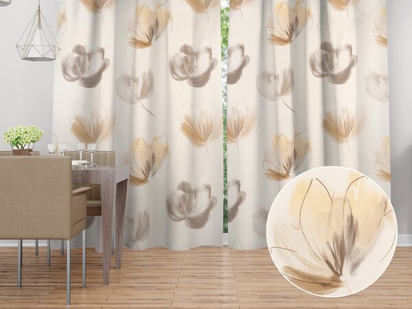 Biante Dekorační závěs PM-109 Akvarelové tulipány na krémovém 145x140 cm
