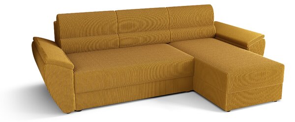 Rozkládací oboustranná sedací souprava do L TAVERO 251x140 cm, hořčicová