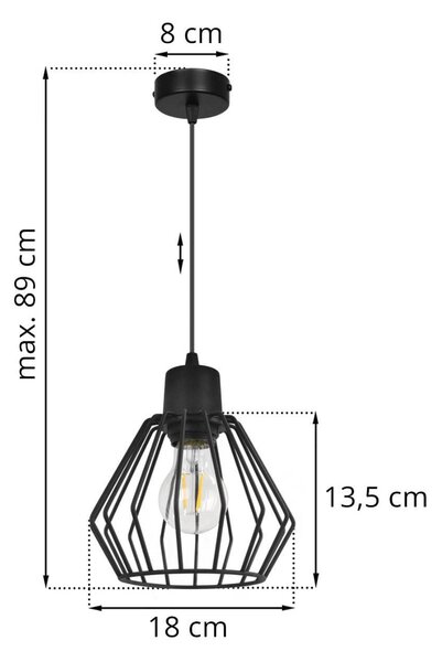 Závěsné svítidlo Nuvola 2, 1x černé drátěné stínítko