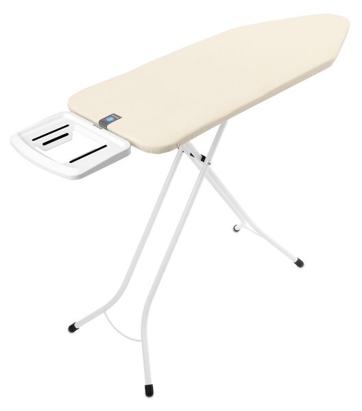 Brabantia žehlicí prkno C, 124x45cm, pevná odkládací plocha pro žehličky, bílý rám 22mm, Ecru