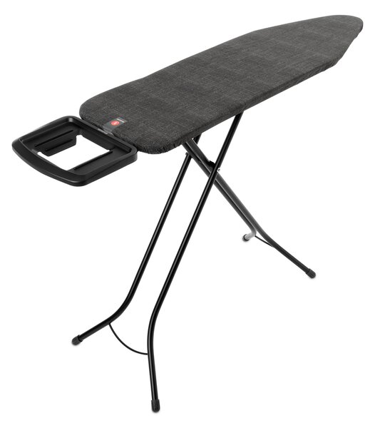 Brabantia žehlicí prkno B, 124x38cm, pevná odkládací plocha pro žehličky, černý rám 22mm, Denim Black