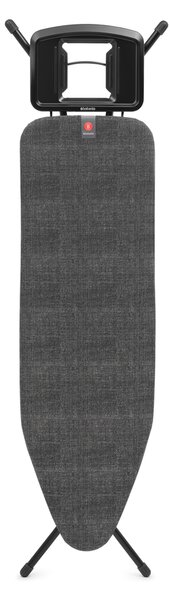 Brabantia žehlicí prkno B, 124x38cm, pevná odkládací plocha pro žehličky, černý rám 22mm, Denim Black