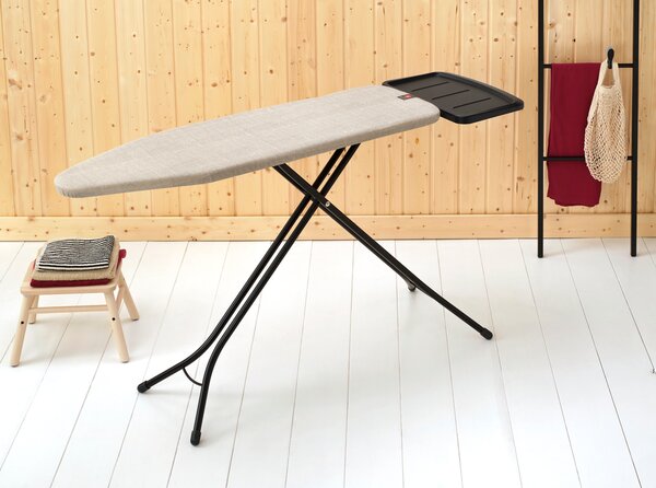 Brabantia žehlicí prkno B, 124x38cm, Pevný držák pro parní jednotku, černý rám 25mm, Denim Grey