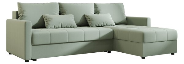 Rozkládací oboustranná sedací souprava do L VENORIA 220x143 cm, světle zelená + 2 polštářky ZDARMA