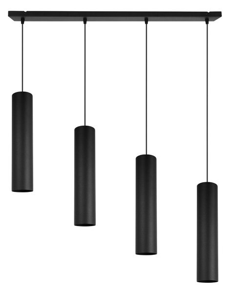 Závěsné svítidlo Tuba, 4x černé kovové stínítko