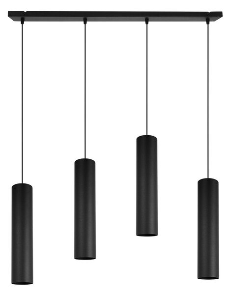 Závěsné svítidlo Tuba, 4x černé kovové stínítko