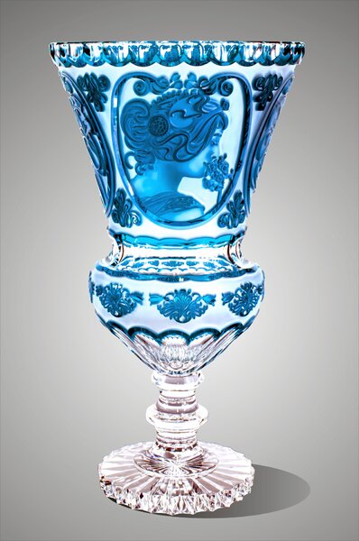 Váza z broušeného křišťálu modrá A.Mucha SEB83046360M-M Modrá