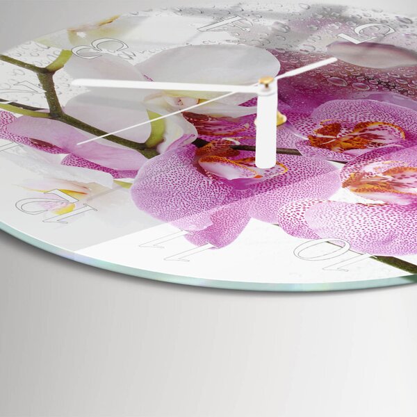 Skleněné hodiny na stěnu Orchidej zsob-fi30-00083588